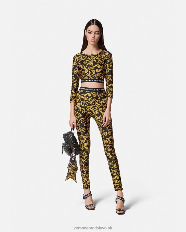 oblečenie X8X8P2167 Versace sketch couture crop top čierne zlato ženy