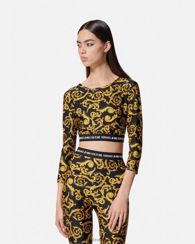 oblečenie X8X8P2167 Versace sketch couture crop top čierne zlato ženy