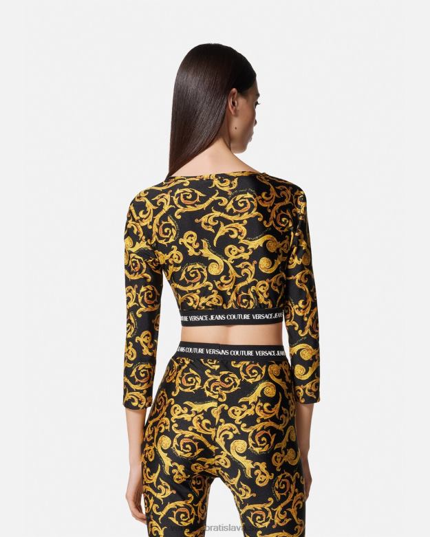 oblečenie X8X8P2167 Versace sketch couture crop top čierne zlato ženy