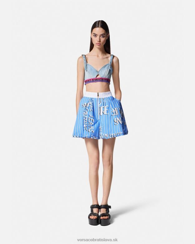 oblečenie X8X8P2200 Versace crop top s logom denim Modrá ženy