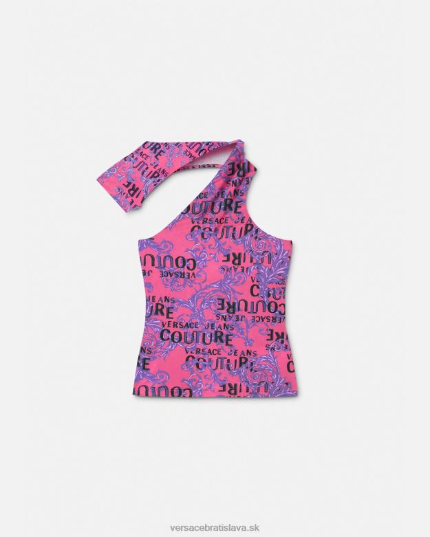 oblečenie X8X8P2204 Versace logo couture top na jedno rameno fuchsiová ženy