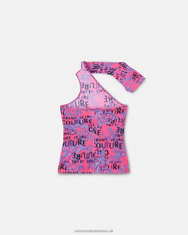 oblečenie X8X8P2204 Versace logo couture top na jedno rameno fuchsiová ženy