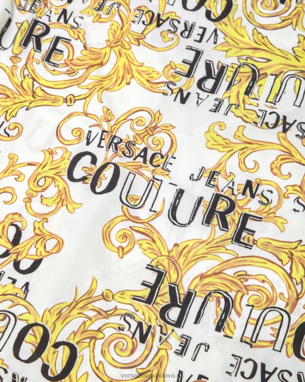 oblečenie X8X8P2205 Versace logo couture top na jedno rameno zlatá a biela ženy