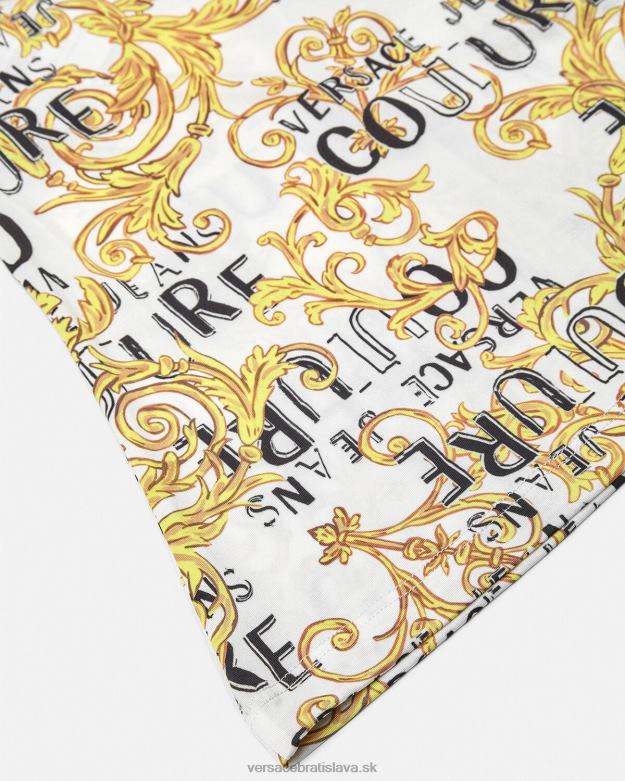 oblečenie X8X8P2205 Versace logo couture top na jedno rameno zlatá a biela ženy