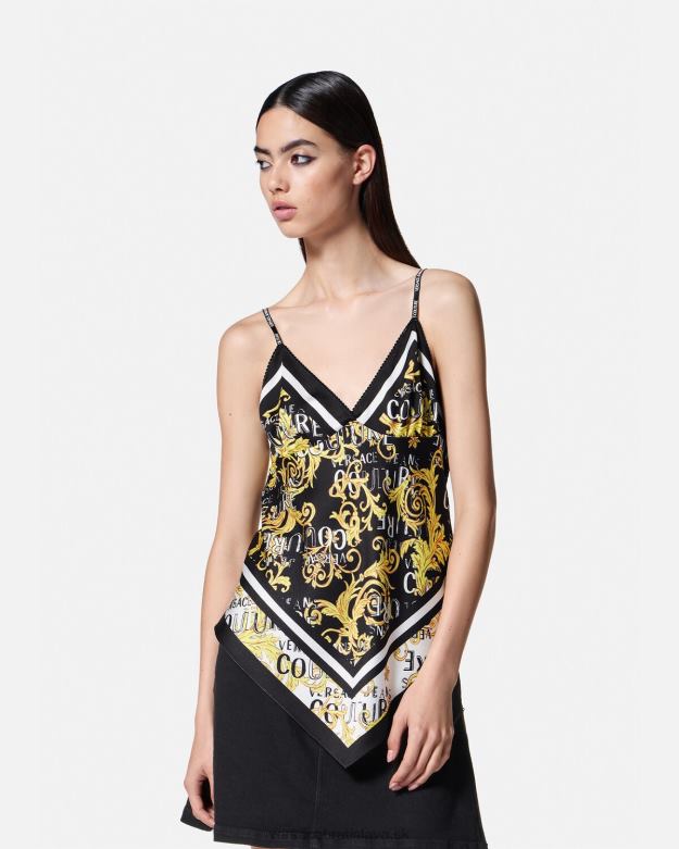 oblečenie X8X8P2206 Versace top s logom couture čierne zlato ženy