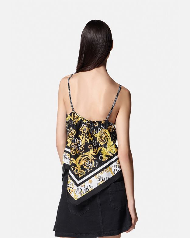 oblečenie X8X8P2206 Versace top s logom couture čierne zlato ženy