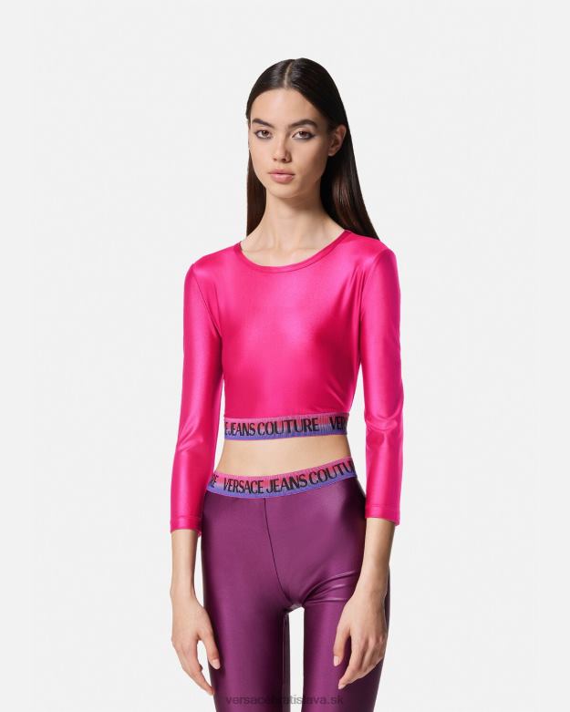 oblečenie X8X8P2214 Versace crop top s logom fuchsiová ženy