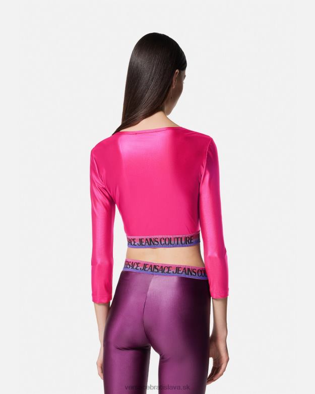 oblečenie X8X8P2214 Versace crop top s logom fuchsiová ženy