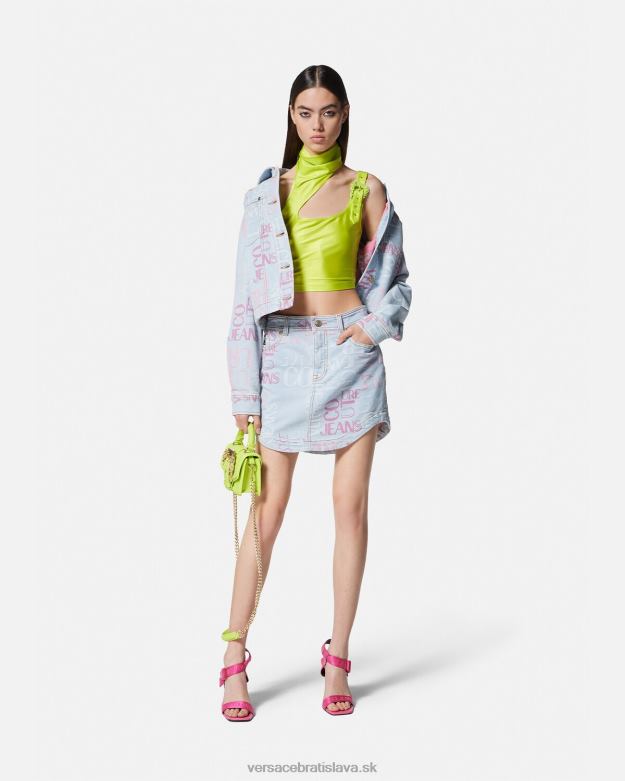 oblečenie X8X8P2217 Versace crop top s barokovou sponou vápno ženy