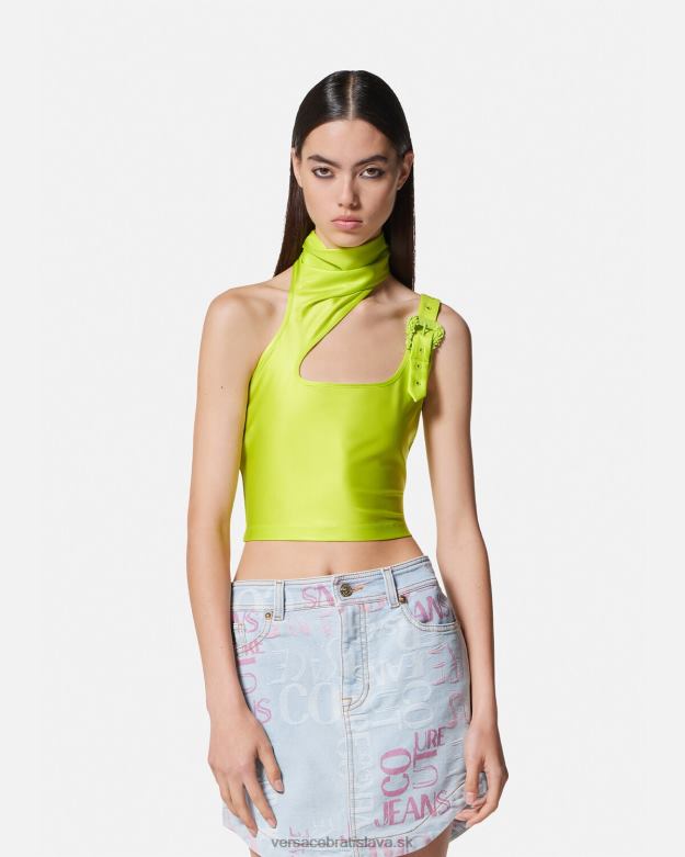 oblečenie X8X8P2217 Versace crop top s barokovou sponou vápno ženy