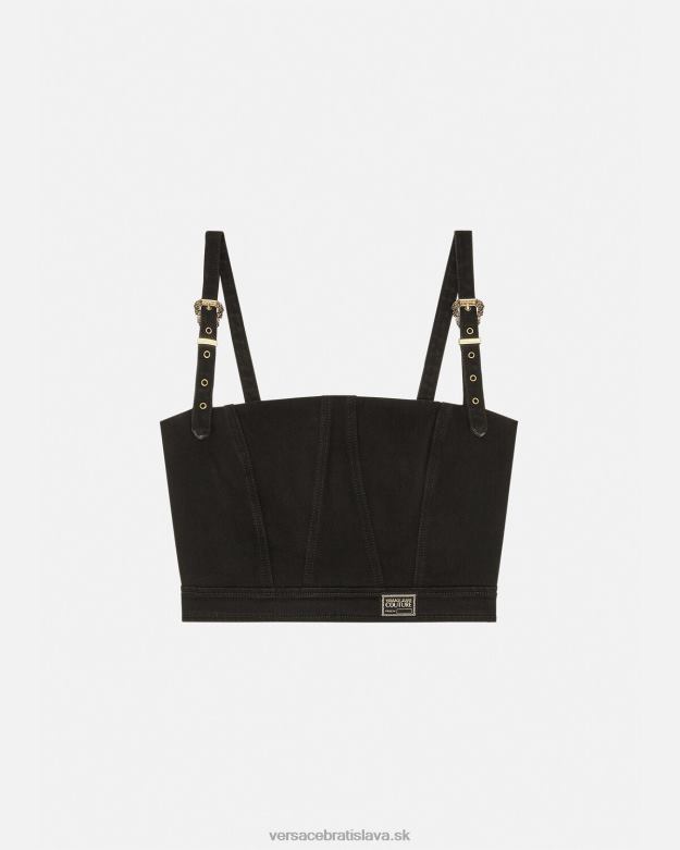oblečenie X8X8P2219 Versace baroková móda 1 pracka prsnatejší top čierna ženy