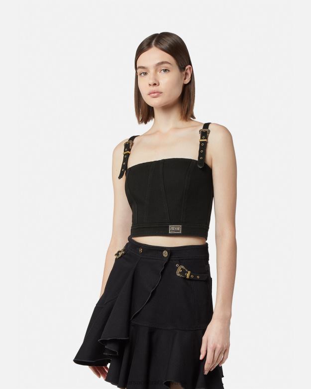oblečenie X8X8P2219 Versace baroková móda 1 pracka prsnatejší top čierna ženy