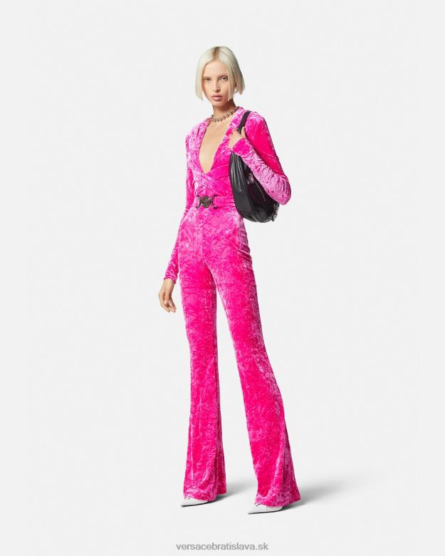 oblečenie X8X8P56 Versace zamatová kombinéza s kapucňou medusa \'95 fuchsiová ženy