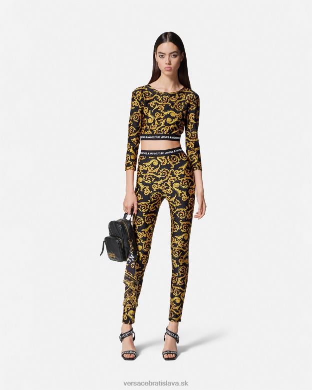 oblečenie X8X8P2178 Versace sketch couture legíny čierne zlato ženy