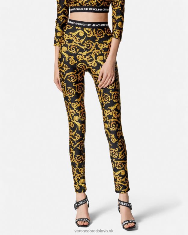 oblečenie X8X8P2178 Versace sketch couture legíny čierne zlato ženy