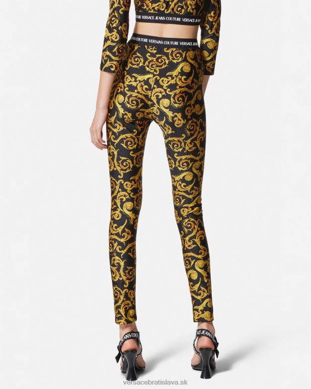 oblečenie X8X8P2178 Versace sketch couture legíny čierne zlato ženy