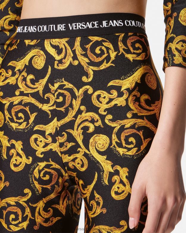 oblečenie X8X8P2178 Versace sketch couture legíny čierne zlato ženy