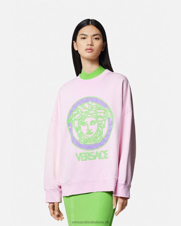 oblečenie X8X8P132 Versace Medusa logo distressed mikina Ružová ženy