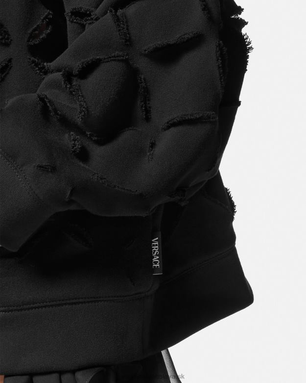 oblečenie X8X8P142 Versace distressed slash oversized mikina s kapucňou čierna ženy
