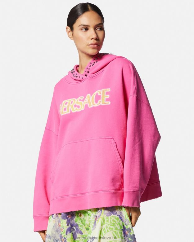 oblečenie X8X8P143 Versace mikina s vyšívaným logom Ružová ženy