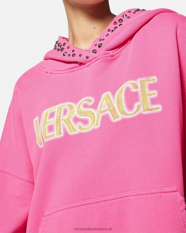 oblečenie X8X8P143 Versace mikina s vyšívaným logom Ružová ženy