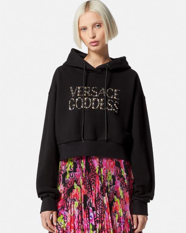 oblečenie X8X8P145 Versace mikina s kapucňou s kapucňou čierna ženy
