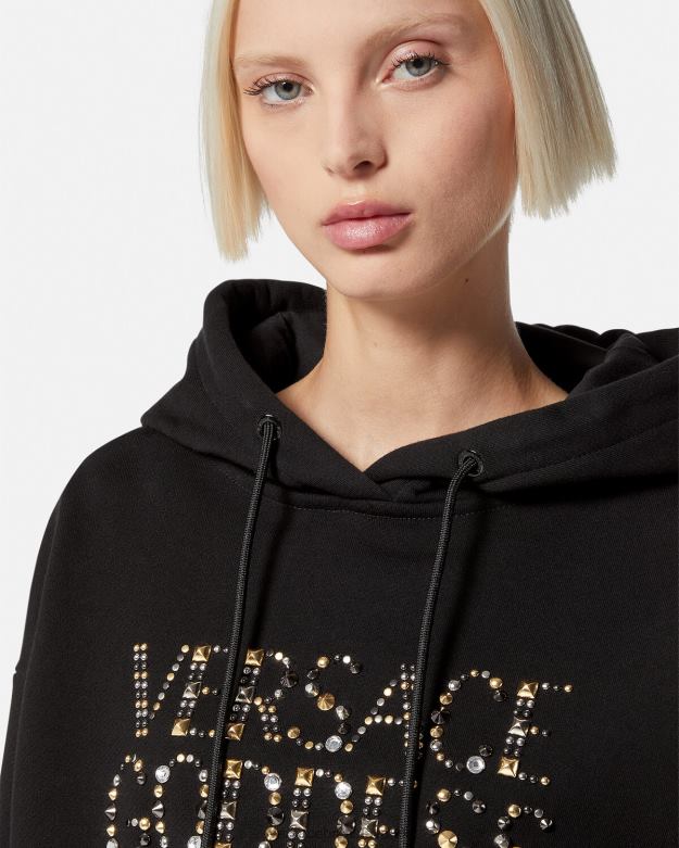 oblečenie X8X8P145 Versace mikina s kapucňou s kapucňou čierna ženy