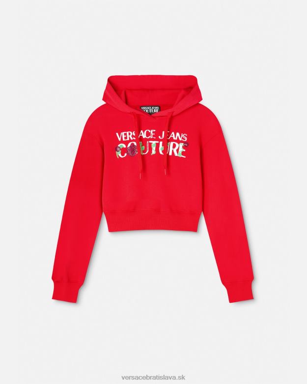 oblečenie X8X8P2170 Versace crop mikina s logom ruží oranžová ženy