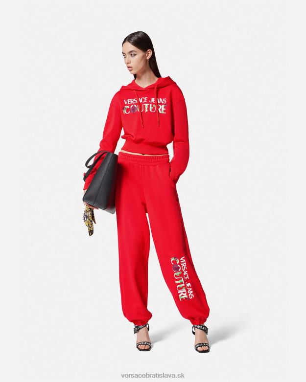 oblečenie X8X8P2170 Versace crop mikina s logom ruží oranžová ženy