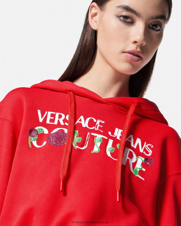 oblečenie X8X8P2170 Versace crop mikina s logom ruží oranžová ženy