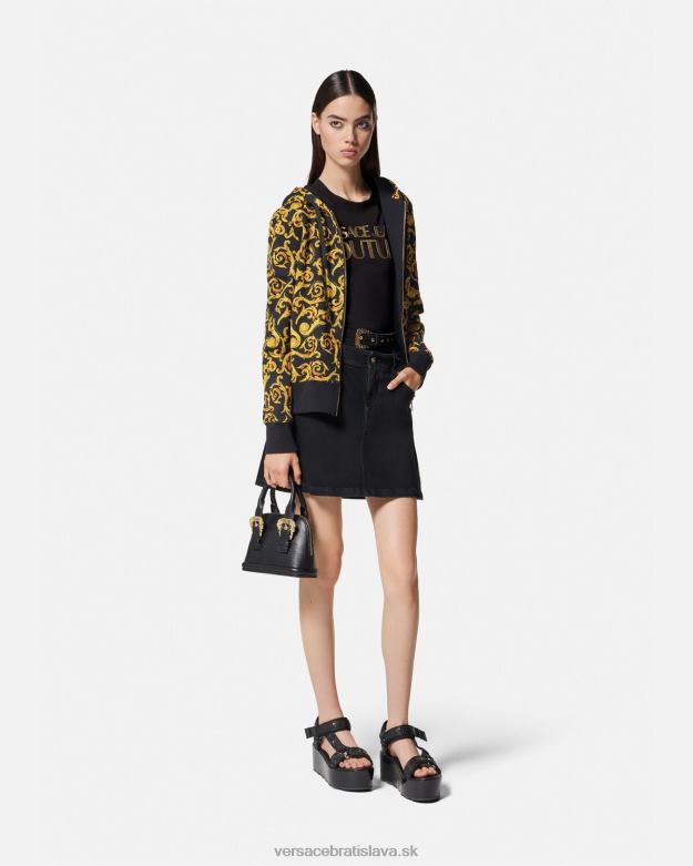 oblečenie X8X8P2175 Versace skica couture mikina s kapucňou čierne zlato ženy