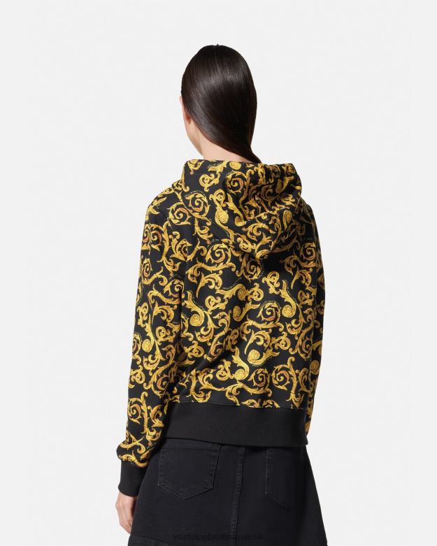 oblečenie X8X8P2175 Versace skica couture mikina s kapucňou čierne zlato ženy