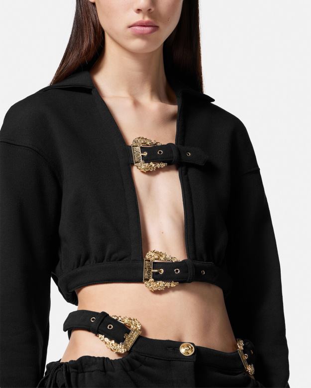 oblečenie X8X8P2229 Versace mikina s kapucňou s barokovou sponou čierna ženy