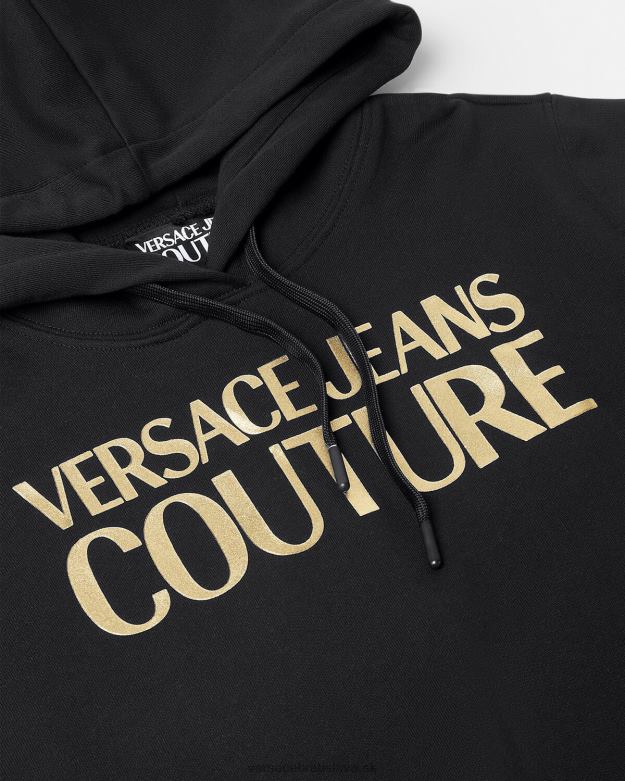 oblečenie X8X8P2234 Versace mikina s logom čierne zlato ženy