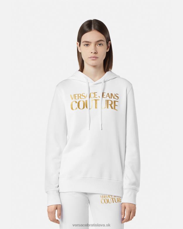 oblečenie X8X8P2235 Versace mikina s logom zlatá a biela ženy