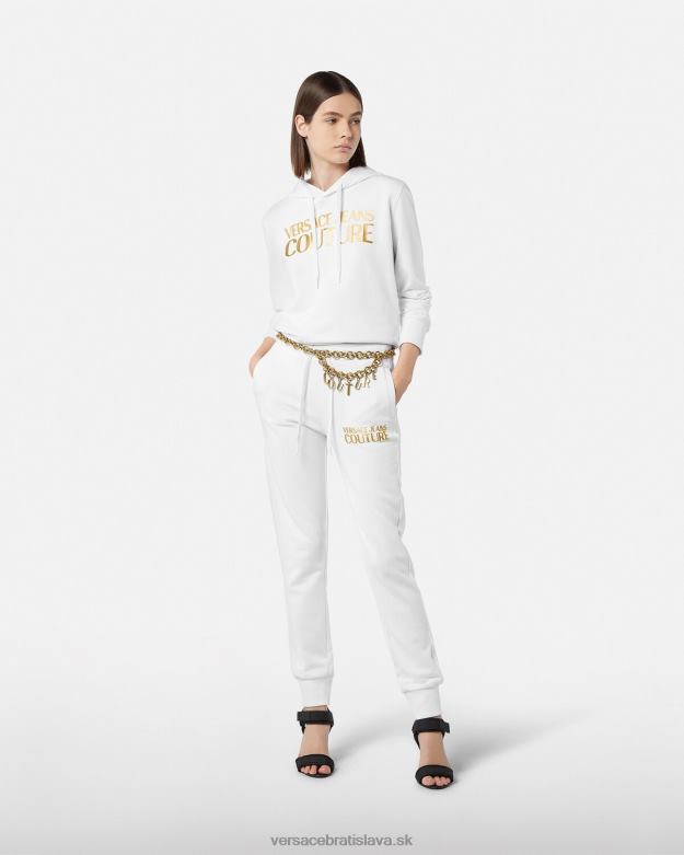 oblečenie X8X8P2235 Versace mikina s logom zlatá a biela ženy