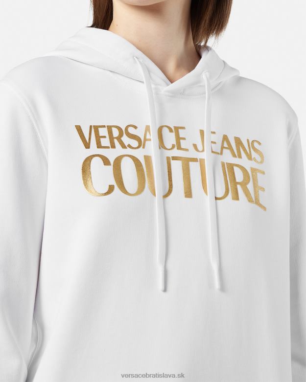 oblečenie X8X8P2235 Versace mikina s logom zlatá a biela ženy