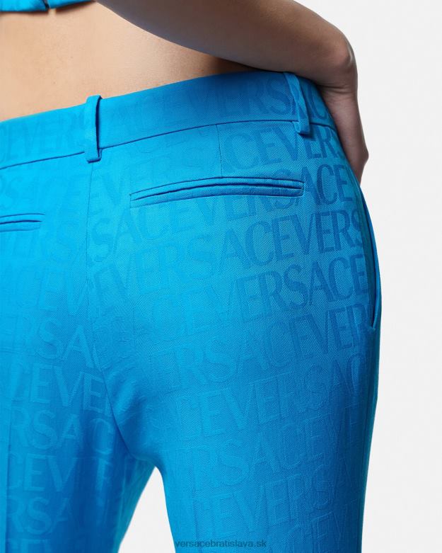 oblečenie X8X8P121 Versace celoplošné žakárové spoločenské nohavice Modrá ženy