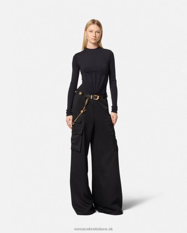 oblečenie X8X8P201 Versace cargo nohavice s logom čierna ženy