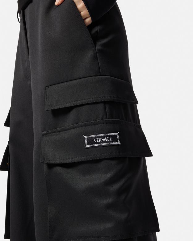 oblečenie X8X8P201 Versace cargo nohavice s logom čierna ženy