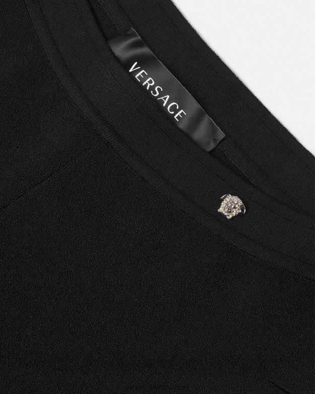 oblečenie X8X8P208 Versace strihané úpletové rozšírené nohavice čierna ženy