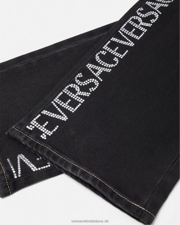 oblečenie X8X8P213 Versace krištáľové celoplošné džínsy čierna ženy