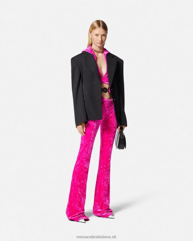 oblečenie X8X8P215 Versace zrolované zamatové nohavice fuchsiová ženy