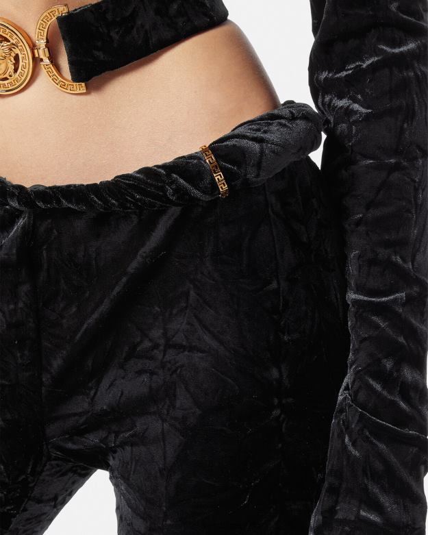 oblečenie X8X8P216 Versace zrolované zamatové nohavice čierna ženy