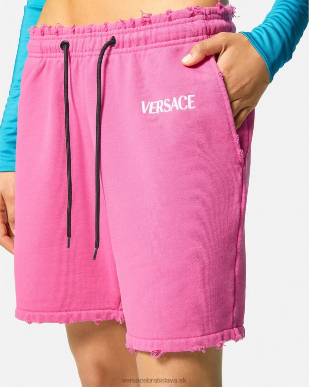 oblečenie X8X8P219 Versace potné šortky s distressed logom fuchsiová ženy