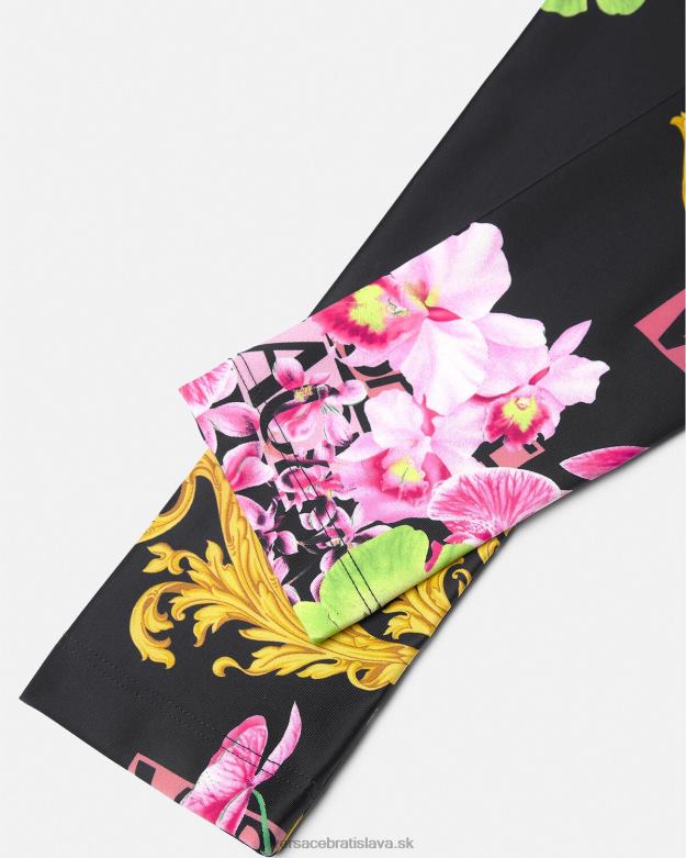 oblečenie X8X8P221 Versace medúzové orchideové legíny čierna a tlač ženy