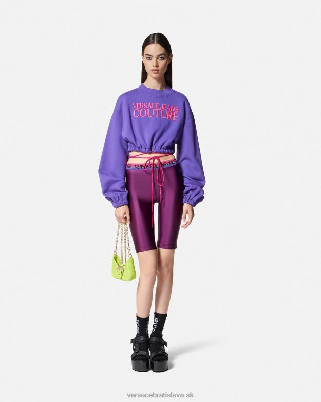 oblečenie X8X8P2242 Versace cyklistické šortky s logom fialový ženy