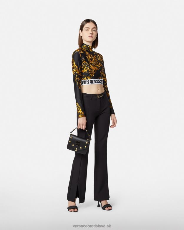 oblečenie X8X8P2247 Versace baroková couture1 nohavice s prackou čierna ženy