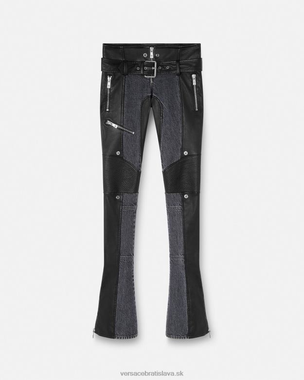 oblečenie X8X8P224 Versace džínsové kožené nohavice čierna ženy