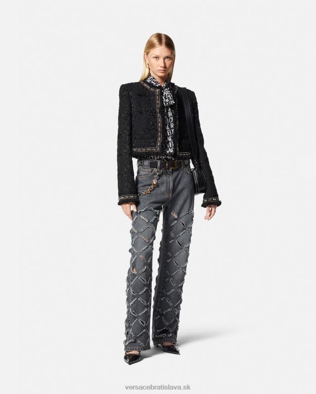 oblečenie X8X8P226 Versace strihané široké džínsy sivá ženy